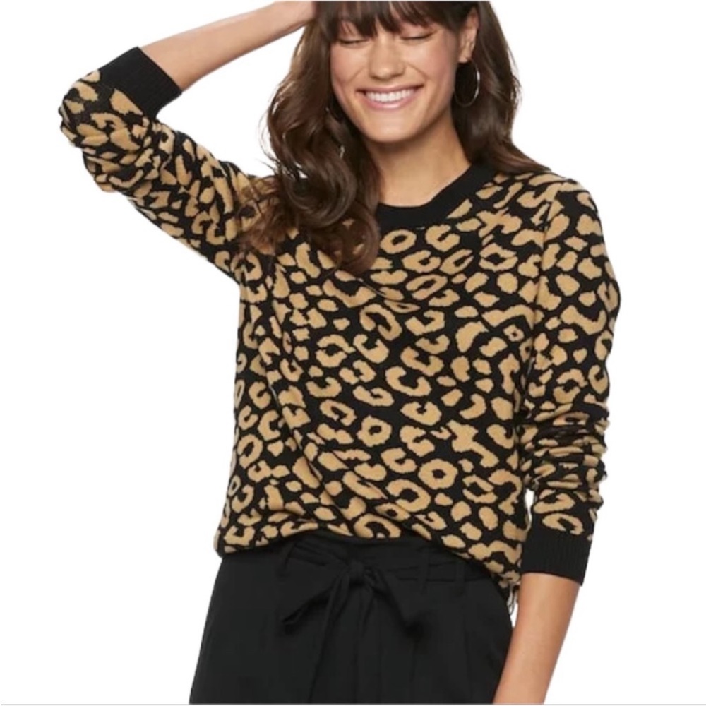 Popsugar leopard print crew neck sweater